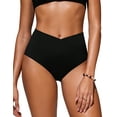 thumbnail image 1 of CRZ YOGA High Waisted V Cut Bikini Bottom for Women Cross Front Bathing Swimsuit Swim Briefs, 1 of 5