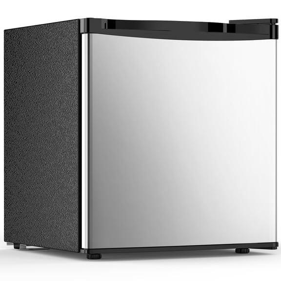 CRZOE 1.6 CUFT Compact Mini Fridge with Freezer, Stainless Steel, Reversible Door