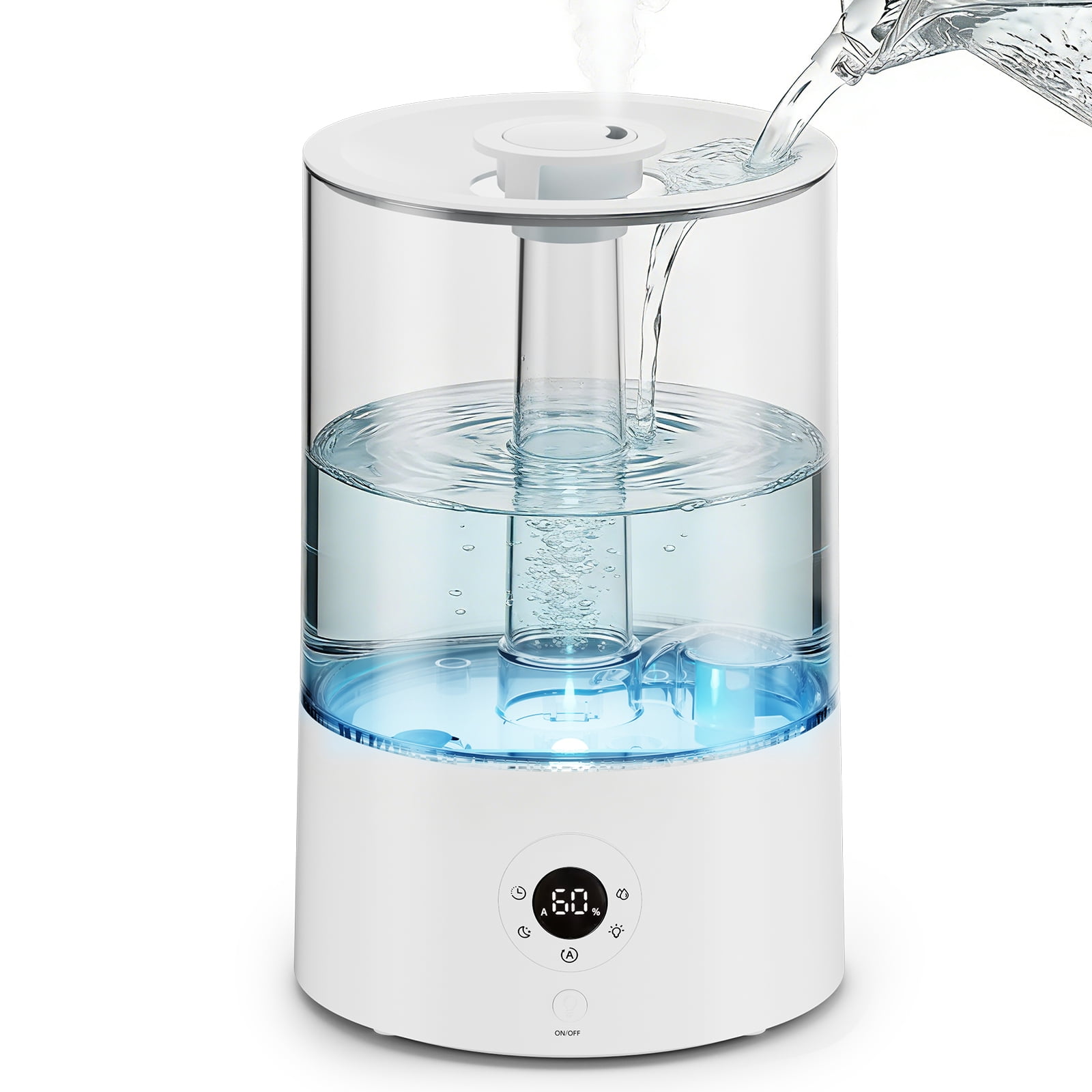 CRZOE 4L Top Fill Humidifier for Bedroom, Auto Constant Humidity, Smart Control, Quiet Ultrasonic Cool Mist, 360° Nozzle, 3 Mist Levels, 7-Color Light for Home Office Baby Room