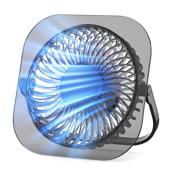 CRZOE Compact USB Tabletop Fan with 3 Speeds, LED Light, Foldable Stand & Quiet Operation