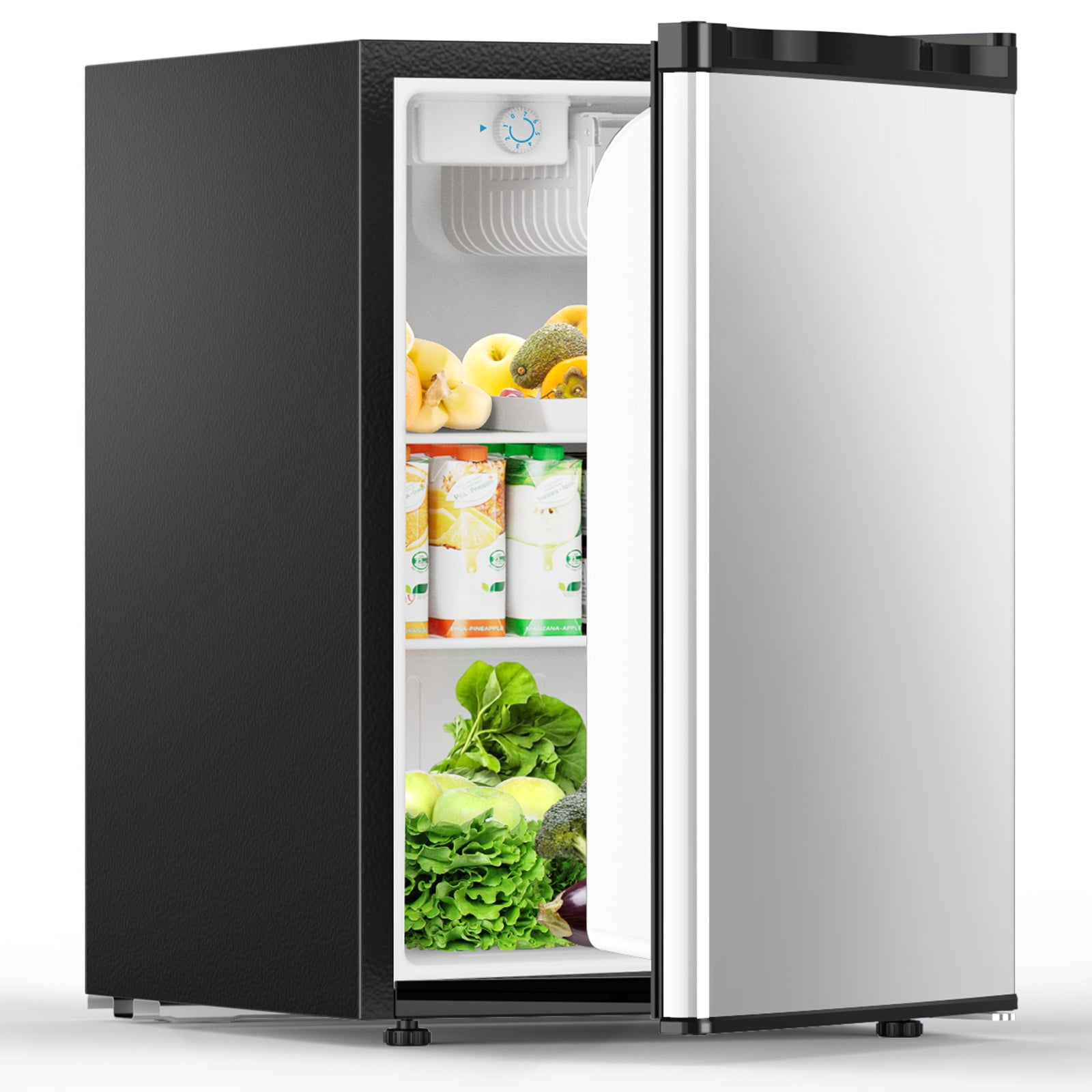 CRZOE Mini Compact Refrigerator with Freezer, 2.6 Cu.Ft. Single Door Adjustable Removable Shelves for Apartment/Dorm/Office