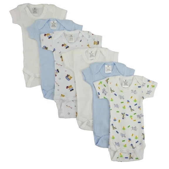 CS-004NB-004NB Boys Short Sleeve with Printed, White & Blue - Preemie