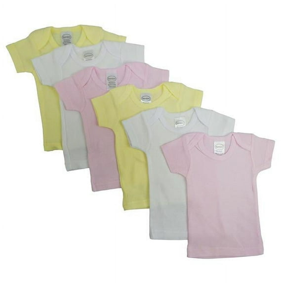CS-057NB-057NB Girls Pastel Variety Short Sleeve Lap T-shirts, Assorted - Newborn