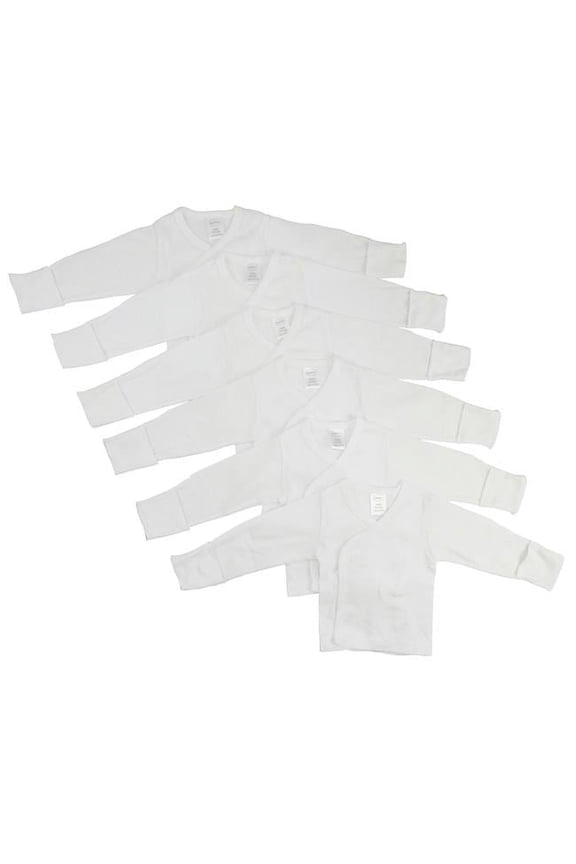 CS-071P-071P Long Sleeve Side Snap with Mitten, White - Preemie