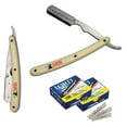 thumbnail image 1 of CS-101 Stainless Steel Straight Edge Cream Barber Razor + 200 Lord Single Blades, 1 of 3