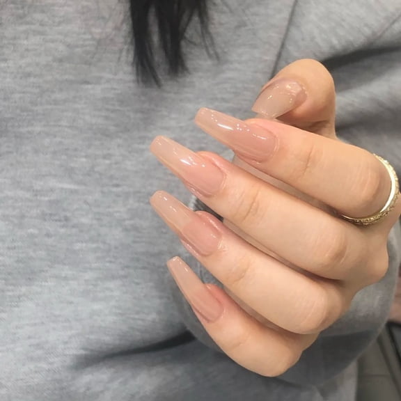 CS-228 short T-meter skin tone fake nail piece cross-border wear finished nail sticker 24 pieces Fake Nail wholesale
