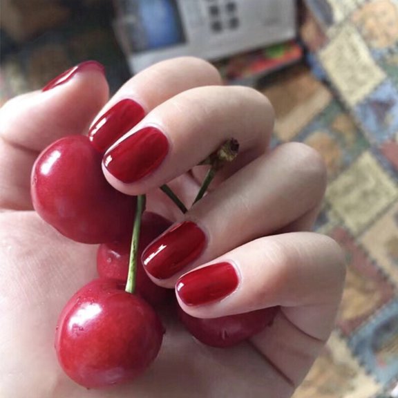CS-51 Positive Red Square Fake Nail Patch Wear Nail Patch Finished Nail Patch Patch 24 Nail Patch Wholesale