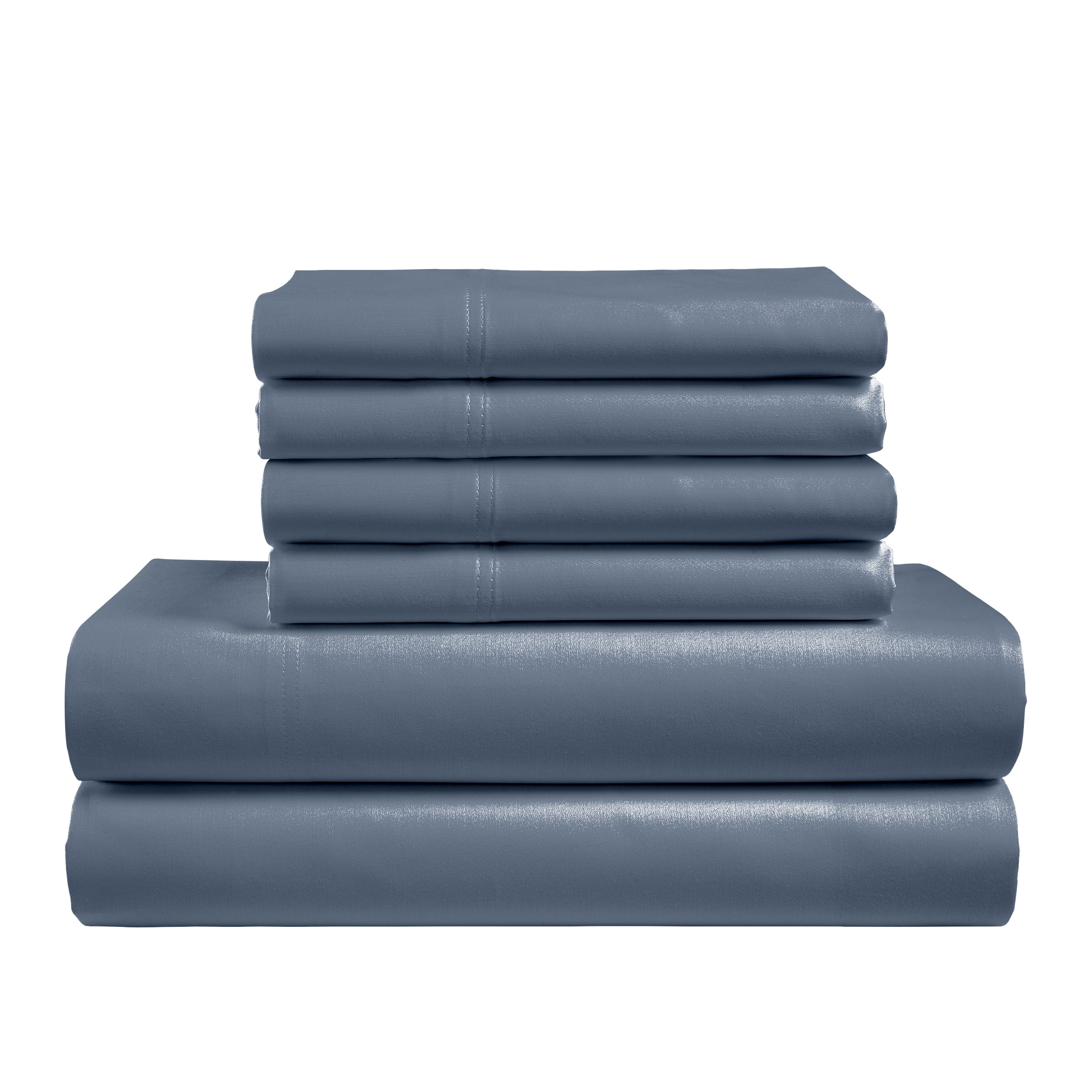 Color Sense 6-Piece 800 Thread Count Blue Cotton Rich Adult Bed Sheet Set, Full - Deep Pocket