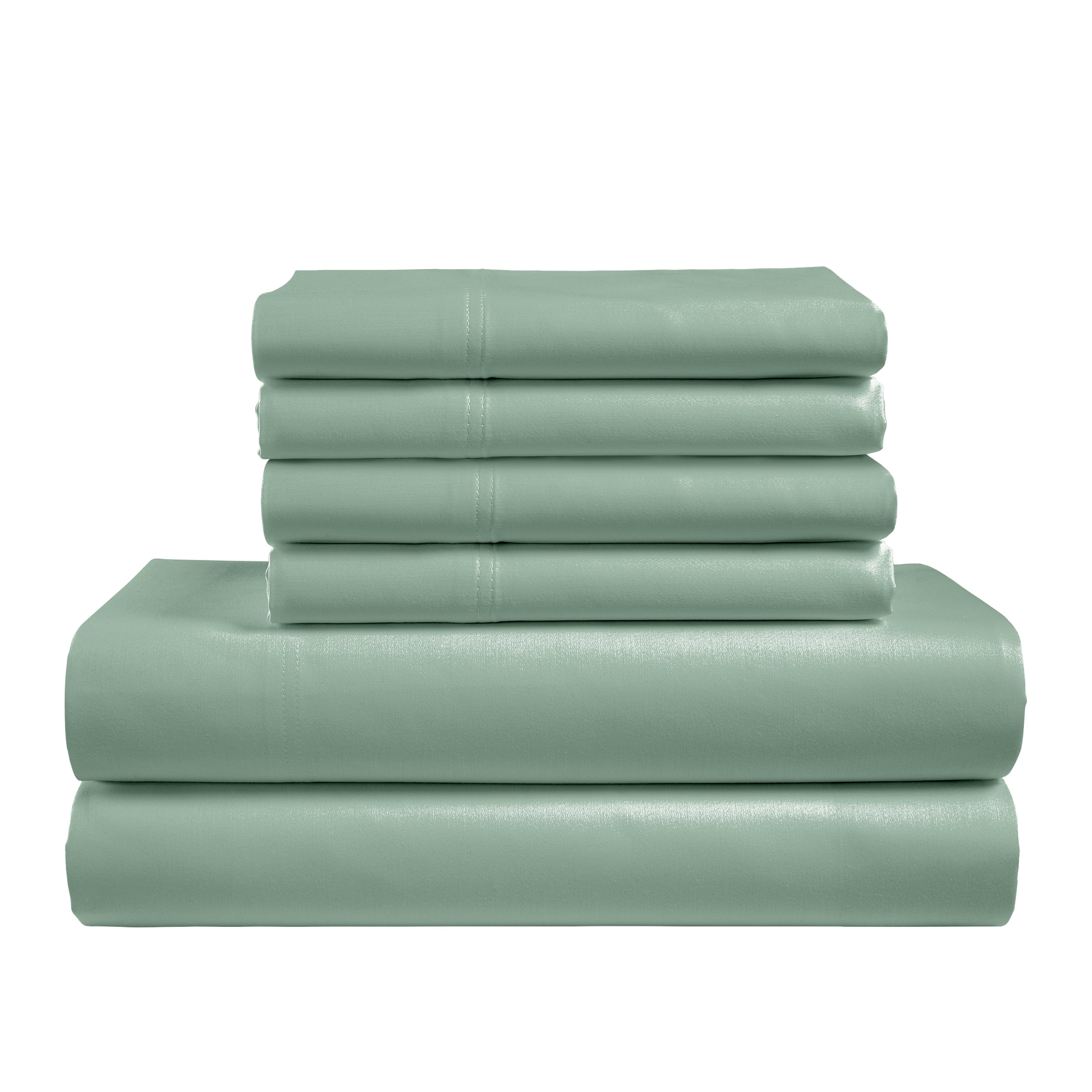 Color Sense 6-Piece 800 Thread Count Green Cotton Rich Adult Bed Sheet Set, King - Deep Pocket