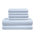 thumbnail image 1 of Color Sense 6-Piece 800 Thread Count Light Blue Cotton Rich Adult Bed Sheet Set, Full - Deep Pocket, 1 of 6