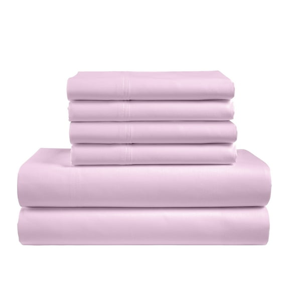 Color Sense 6-Piece 800 Thread Count Purple Cotton Rich Adult Bed Sheet Set, Full - Deep Pocket