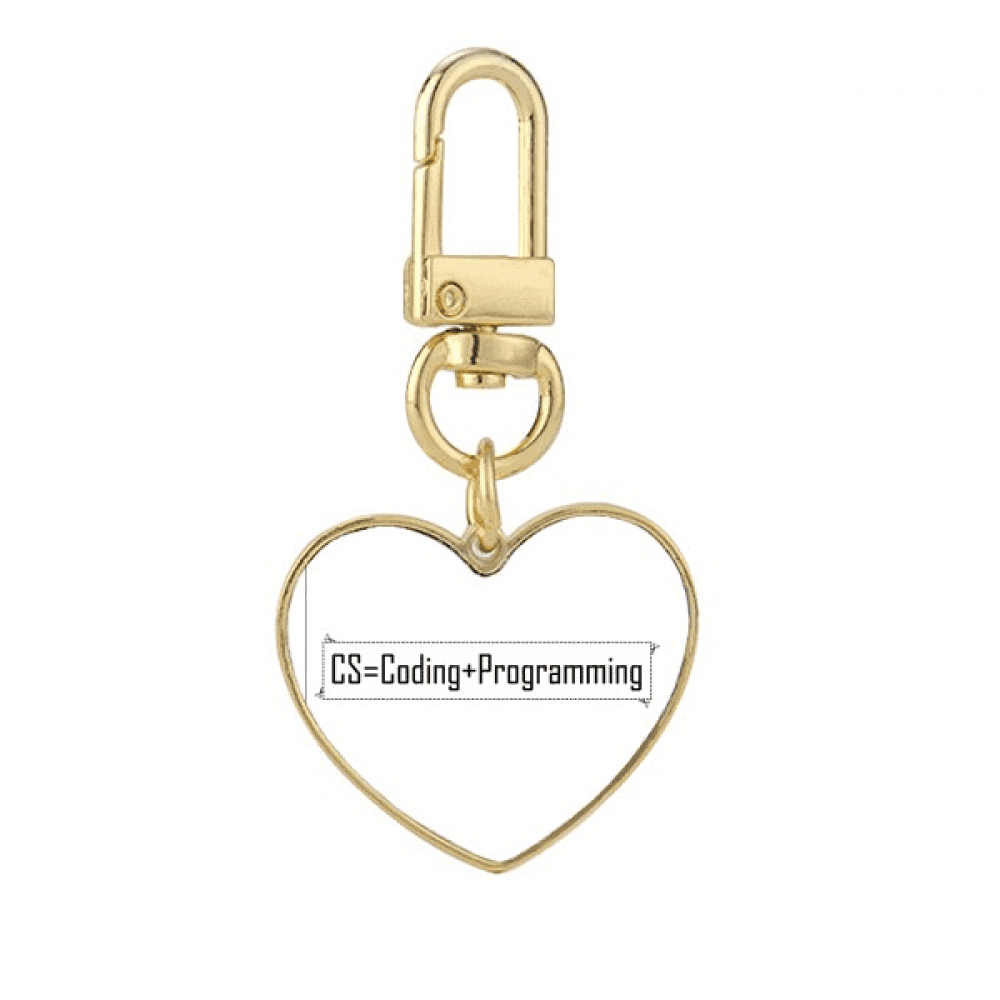 CS Contains Coding And Programng Gold Heart Keychain Metal Keyring ...