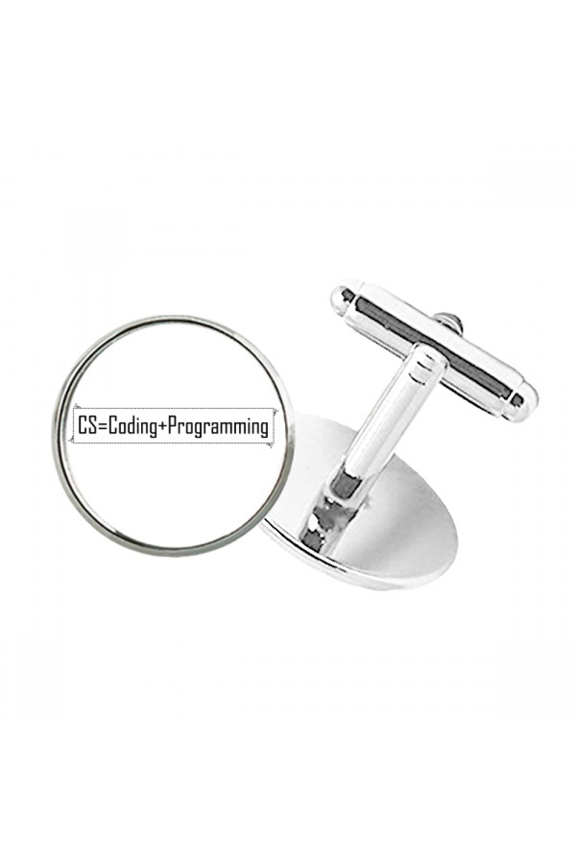 CS Contains Coding And Programng Round Button Cuff Clip Stud Cufflinks