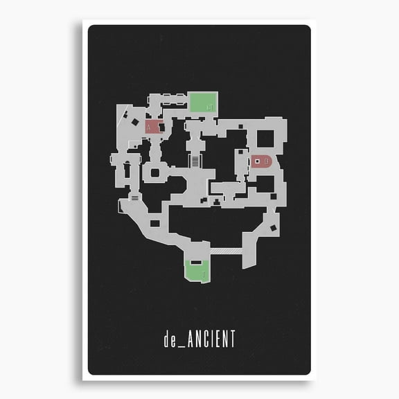 CS:GO de_Ancient Map Poster; Gaming Wall Art
