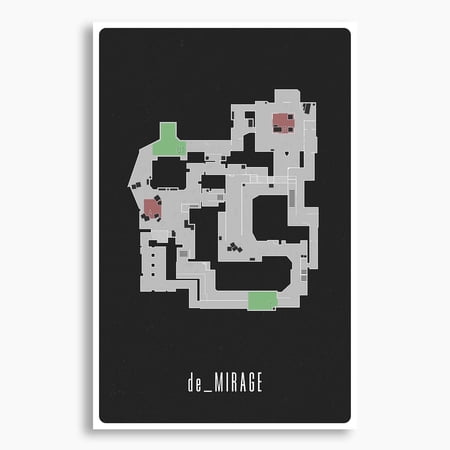 CS:GO de_Mirage Map Poster; Gaming Wall Art