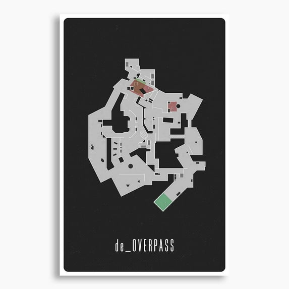 CS:GO de_Overpass Map Poster; Gaming Wall Art