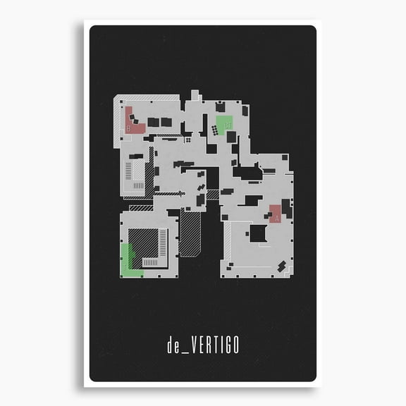 CS:GO de_Vertigo Map Poster; Gaming Wall Art