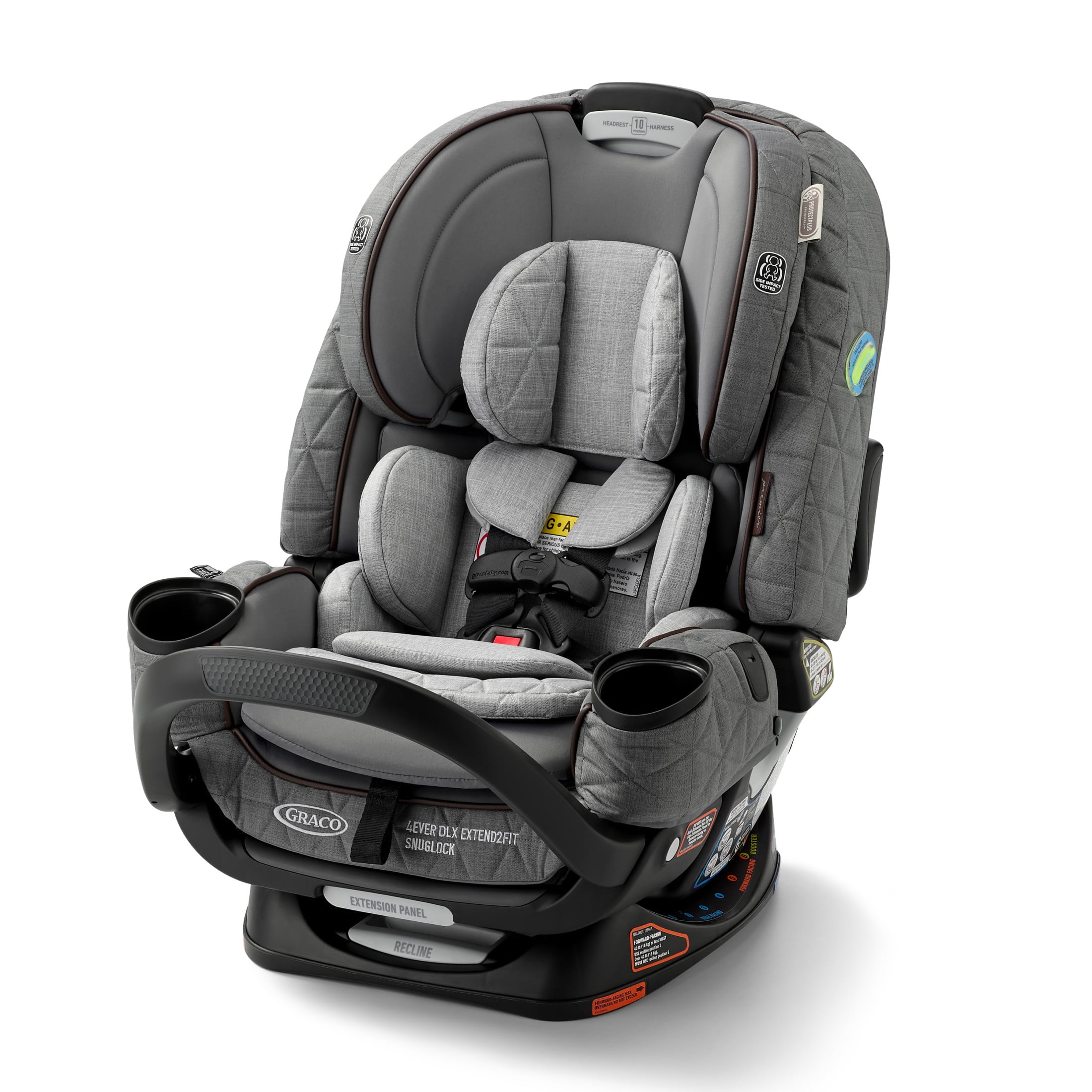 Graco Premier 4Ever DLX Extend2Fit SnugLock 4-in-1 Car Seat featuring Anti-Rebound Bar, Midtown Collection, Grey