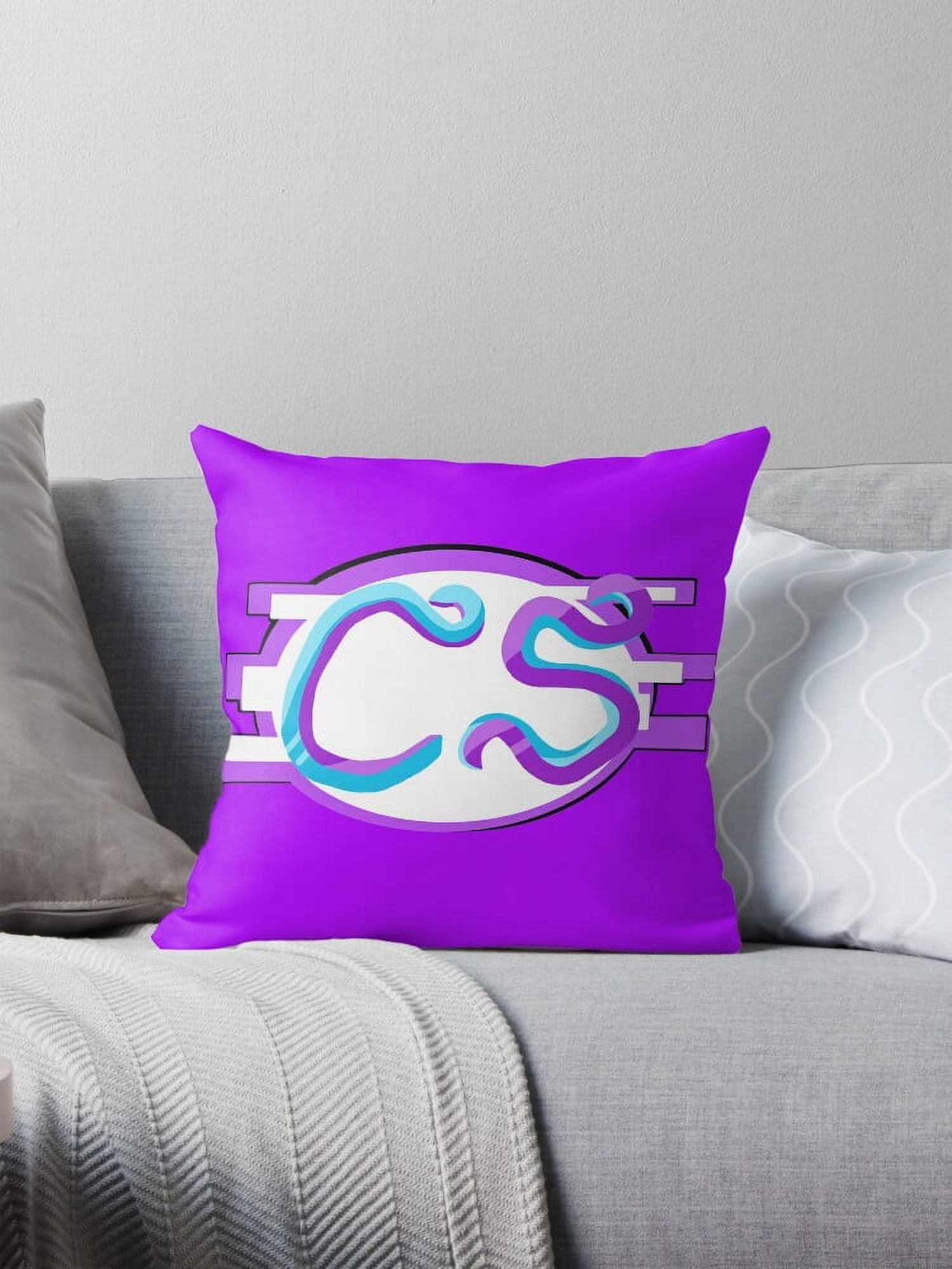 CS Glitch Logo Twitch Purple CassieStudios Throw Pillow Covers