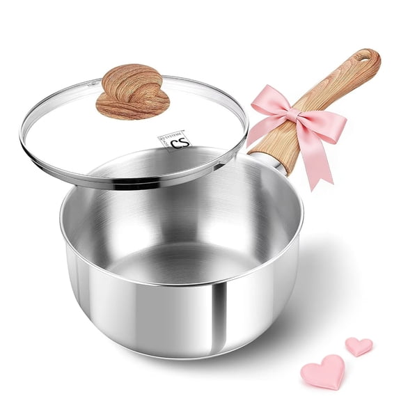 Koch Systeme CS 2QT Stainless Steel Saucepan with Bakelite Handle, Saucepan with Lid, Induction Compatible