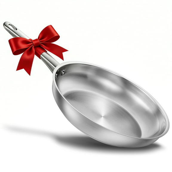 Koch Systeme CS Stainless Steel Frying Pan 10 Inch, Small Skillet for Professional Cookware, Steel Cooking Pan with Stay-Cool Handle, Induction Compatible, Oven Safe to 450, Dishwasher Safe