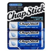 ChapStick Moisture + SPF 15 Lip Protectant with Broad Spectrum Sunscreen, Relieves Dryness, 24 Hour Moisture, Hydrating Lip Balm, 3-Pack, 0.15 oz Each