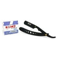 thumbnail image 1 of CS Matte Black New Ergonomic Design Folding Straight Razor, Shavette Manual Shaver Barber Salon with 100 Lord Platinum Single Edge Razor Blades, 1 of 5