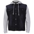 thumbnail image 1 of CS Men's Distressed Ripped Stretch Denim Jean Jacket with Removable Hood (Black, M), 1 of 3
