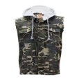 thumbnail image 1 of CS Men's Ripped Distressed Button Up Denim Jean Vest With Removable Hood (Army,M), 1 of 4
