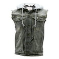 thumbnail image 1 of CS Men's Ripped Distressed Button Up Denim Jean Vest With Removable Hood (Grey,M), 1 of 4