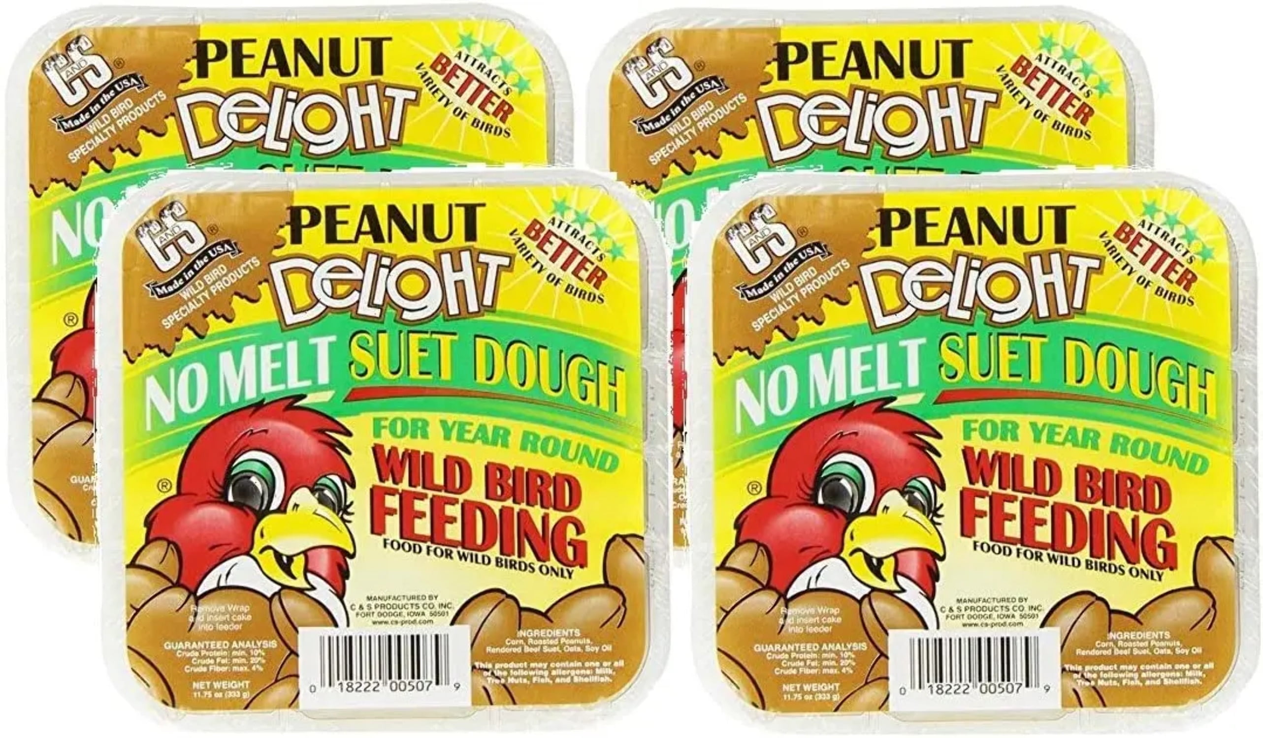 CS Peanut Delight No Melt Suet Dough Bird Food 11.75 oz. 4Pack