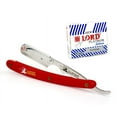 thumbnail image 1 of CS101 Red Stainless Steel Professional Barber Straight Edge Razor with 100 Lord Platinum Single Edge Razor Blades, 1 of 3