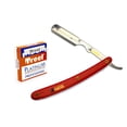thumbnail image 1 of CS101 Red Stainless Steel Professional Barber Straight Edge Razor with 100 Treet Platinum Single Edge Razor Blades, 1 of 3