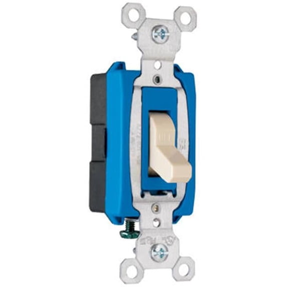 CS15AC1ICC8 15A Grounding Premium Single Pole Toggle Switch, Ivory
