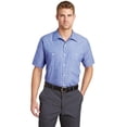 thumbnail image 1 of CS20 Mens Short Sleeve Striped Industrial Work Shirt, Blue & White - Medium Regular, 1 of 1