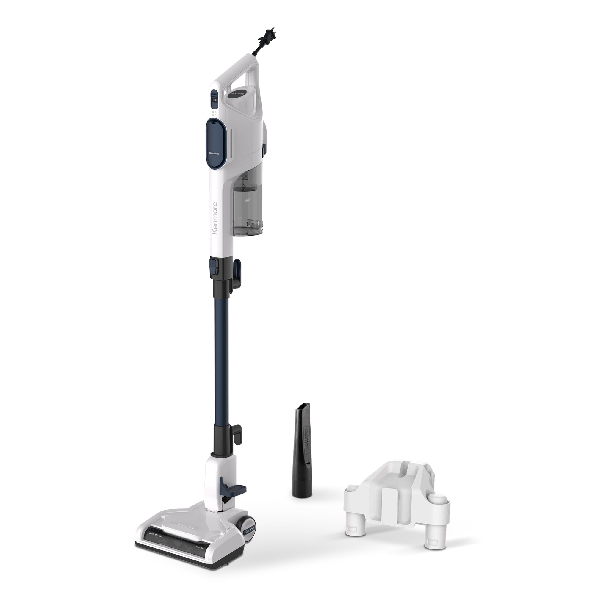 Kenmore 200 Series Corded Stick Vacuum, for Hard Floors, Carpets, & Rugs, 2-in-1 Detachable Hand Vac, Lightweight, Wall-Mountable, CS2016, White Blue