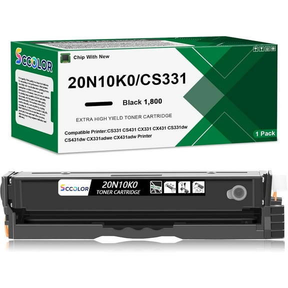 CS431 CX431 CX331 CS331 Black Toner Cartridge Compatible for Lexmark 20N10 20N10K0 Black Toner Cartridge Replacement for Lexmark CS331dw CS431dw CX331adwe CX431adw Printer