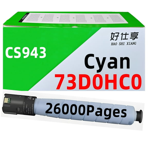 CS943 High Yield Cyan Toner Cartridge 73D0HK0 73D0HC0 73D0HM0 73D0HY0 73D0W00 Compatible with Lexmark CS943 CS943de Color Printer (CyanToner-26000Pages)