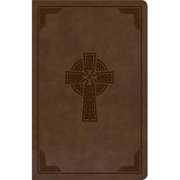 CSB Large Print Personal Size Reference Bible - Celtic Cross Leather Touch, Brown
