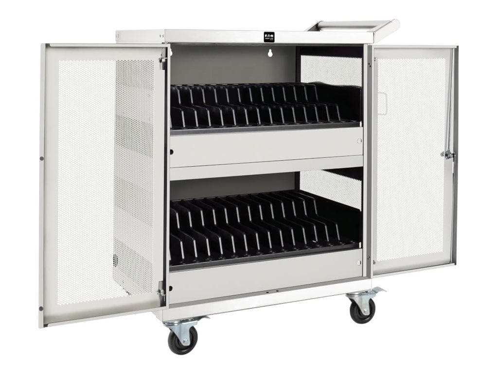 CSC32ACW 32 Device AC Charging Station Cart for Chromebooks and Laptops, Wall Mount Option, White