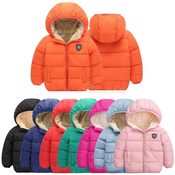 CSCHome 1-7Y Boys Girls Hooded down Jacket Toddler Winter Outerwear Lightweight Puffer Fake down Kids Cotton Coats