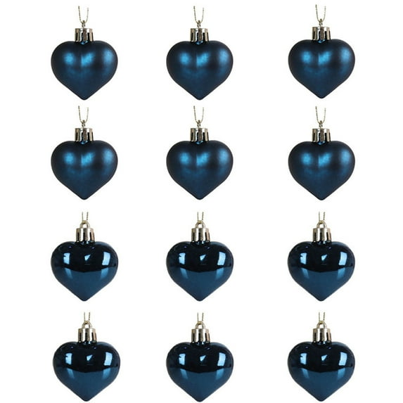 CSCHome 12PCS Christmas Tree Ornaments Decoration Christmas Tree Glossy and Matte Colored Hearts for Christmas Holiday and Party Home Decoration