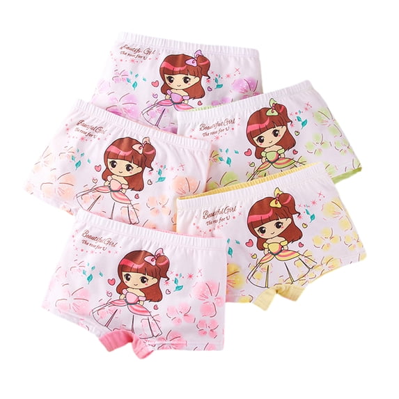 CSCHome 2-12Y Baby Girls lightweight Cotton Underwear Boxer Briefs Toddler Girls Undies Breathable Underwear for Baby Kids(Pack of 5)