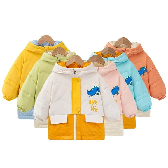 CSCHome 2-8Y Kids Baby Winter Hooded Puffer Jacket for Girls Autumn Winter Warm Puffer Outwear Toddler Cute Lightweight Thickened Warm Kid down Jacket Coat