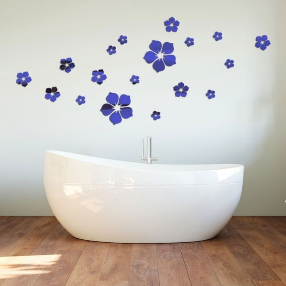 CSCHome 2 Set Flower Wall Decor Acrylic Mirror Flower Wall Stickers for Home Living Room Bedroom Decor Flower DIY Wall Decoration