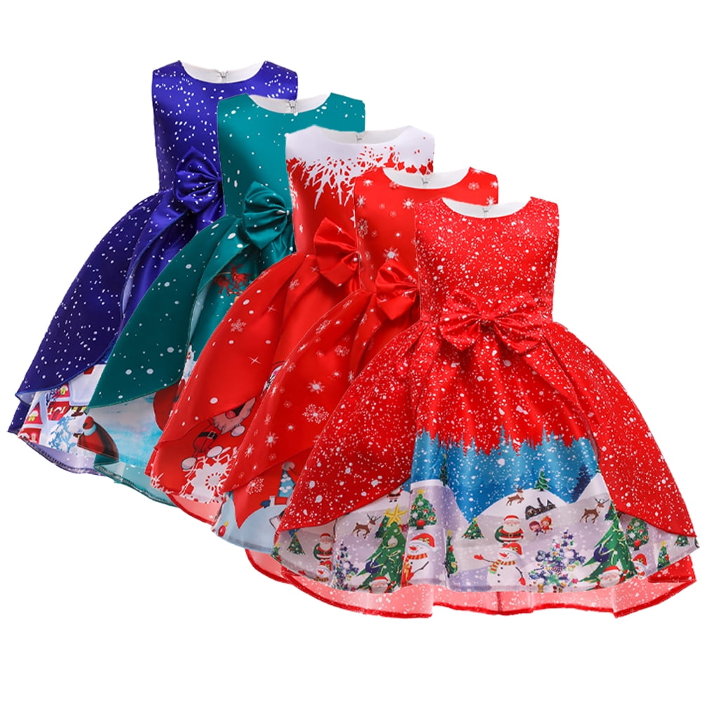 JEATHA Girls' Santa Princess Velvet Christmas Dress - Sleeveless Party Dress With Plush Trim, Sizes 6-14 Years