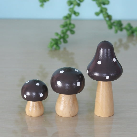 CSCHome 3 PCS Mushroom Decor Small Large Wooden Mushroom Party Decor with Spots Mushroom Decor