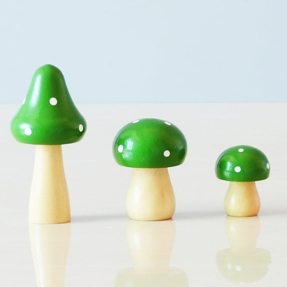 CSCHome 3 PCS Mushroom Decor Small Large Wooden Mushroom Party Decor with Spots Mushroom Decor