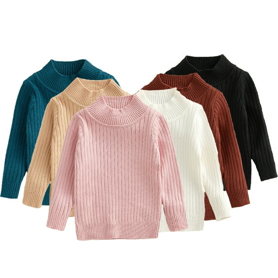 CSCHome 3m-3y Kids Toddler High Neck Sweater Knit Long Sleeve Jumper Tops Fall & Winter Turtleneck Sweater for Boys Girls