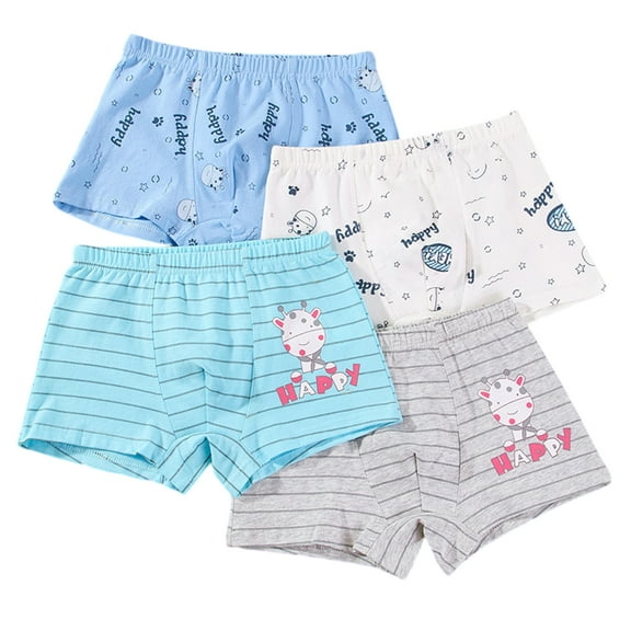 CSCHome 4 PCS Baby Boys Underwear Breathable Cotton Brief Soft Underwear Multipack for Toddler Kids Boys